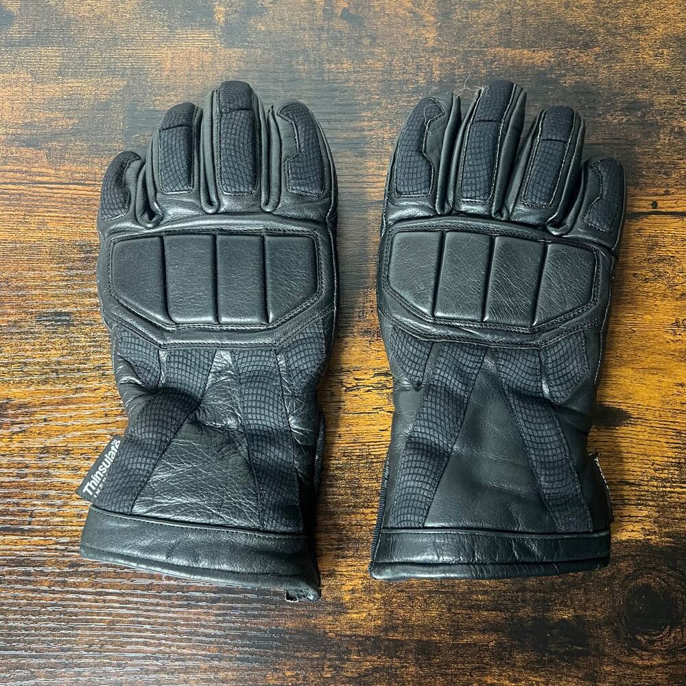 Thinsulate Insulation Black Leather Ski Snowmobile Gloves Sz‎ Small 100 gram
